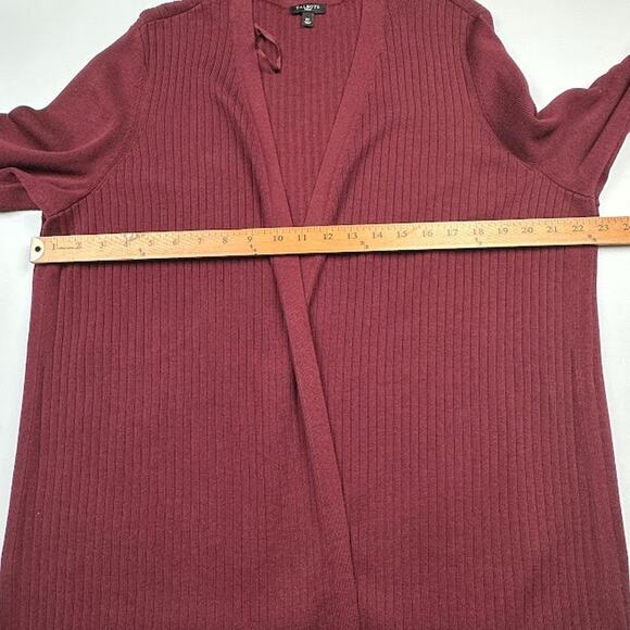 Talbots Sweater Womens 2X Burgundy Cardigan Open Ribbed Preppy Office Minimalist - Picture 11 of 14